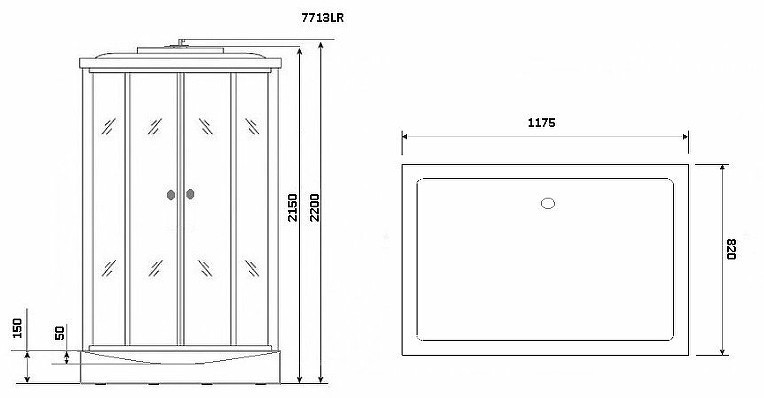 Душевая кабина Niagara Luxe NG-7713WL 120x82 L с гидромассажем