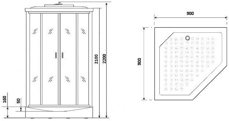 Душевая кабина Niagara Premium 90x90 NG-6901-01D Black без гидромассажа
