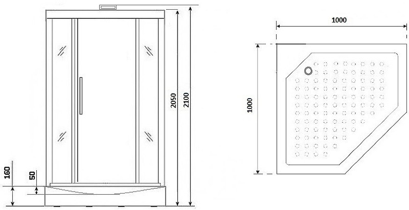Душевая кабина Niagara Luxe NG-7717GBK 100x100 без гидромассажа