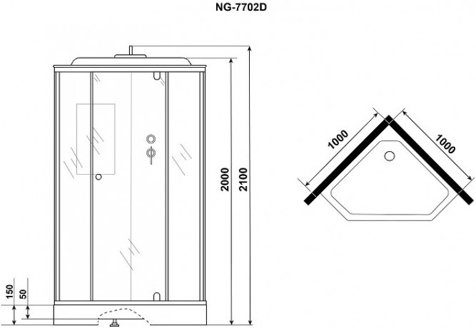 Душевая кабина Niagara Luxe 100x100 NG-7702DM без гидромассажа