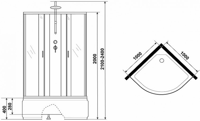Душевая кабина Niagara Classic 100х100 NG-6709-14BKTG с гидромассажем